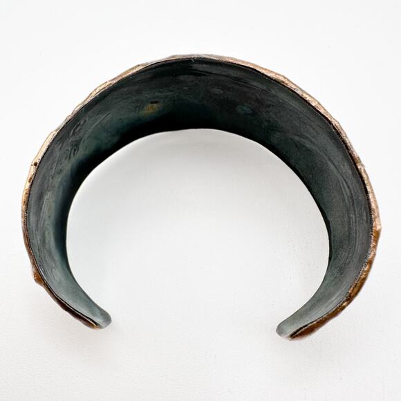 Copper and Brass Bracelet Hand Made Cuff Style Brutalist Chunky Statement Piece - Picture 12 of 13